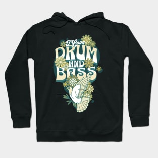 DRUM AND BASS  - I Love Retro Bird (Green/Blue) Hoodie